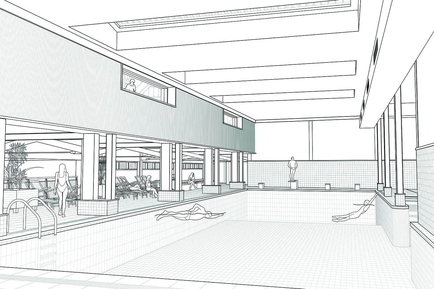 Internal perspective of community pool